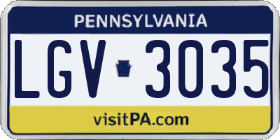 PA license plate LGV3035