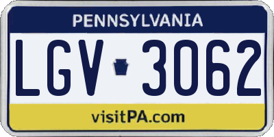 PA license plate LGV3062