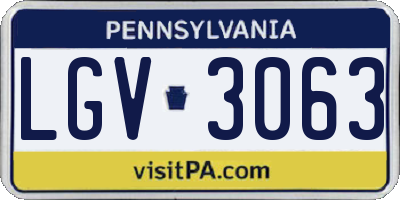PA license plate LGV3063
