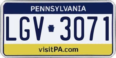 PA license plate LGV3071