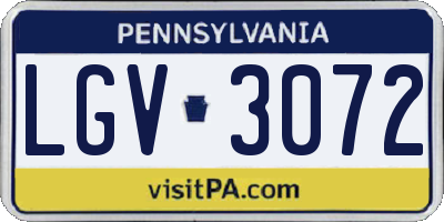PA license plate LGV3072