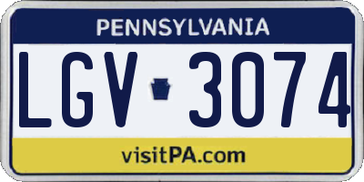 PA license plate LGV3074