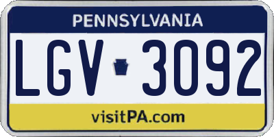 PA license plate LGV3092