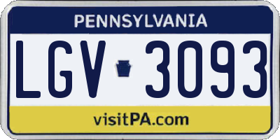 PA license plate LGV3093