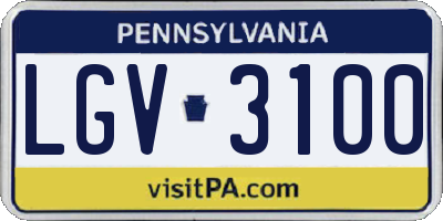 PA license plate LGV3100