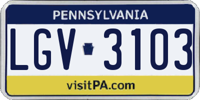 PA license plate LGV3103