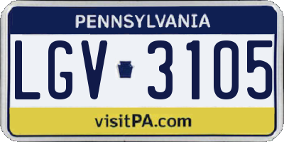 PA license plate LGV3105