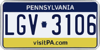 PA license plate LGV3106