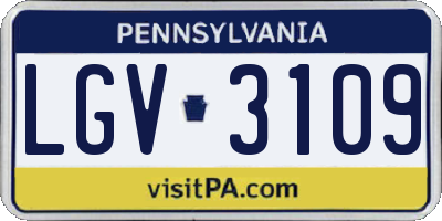 PA license plate LGV3109