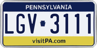 PA license plate LGV3111