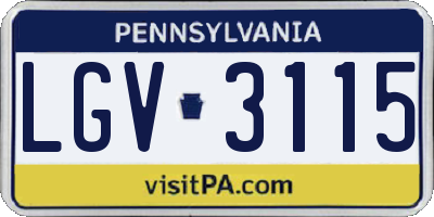 PA license plate LGV3115