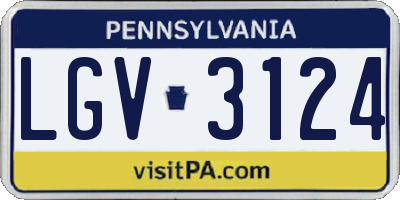 PA license plate LGV3124