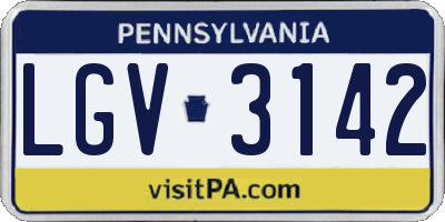 PA license plate LGV3142