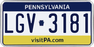PA license plate LGV3181