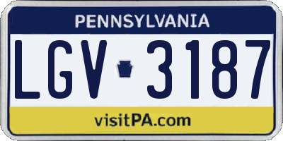 PA license plate LGV3187