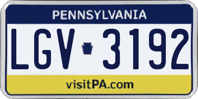 PA license plate LGV3192