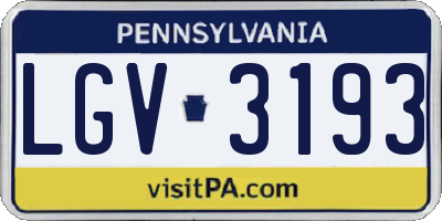 PA license plate LGV3193