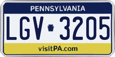 PA license plate LGV3205