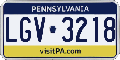 PA license plate LGV3218
