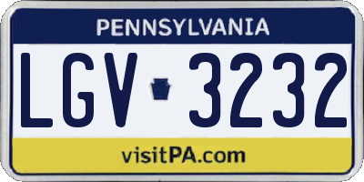 PA license plate LGV3232