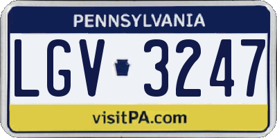 PA license plate LGV3247