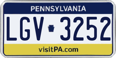 PA license plate LGV3252