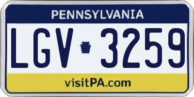 PA license plate LGV3259
