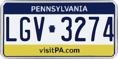 PA license plate LGV3274