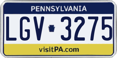 PA license plate LGV3275