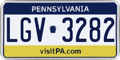 PA license plate LGV3282