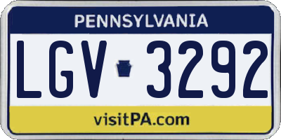 PA license plate LGV3292