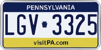 PA license plate LGV3325
