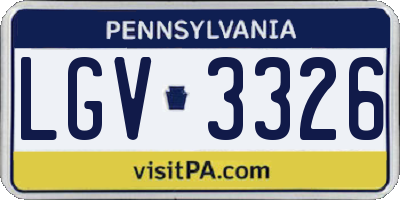 PA license plate LGV3326