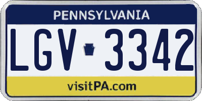 PA license plate LGV3342
