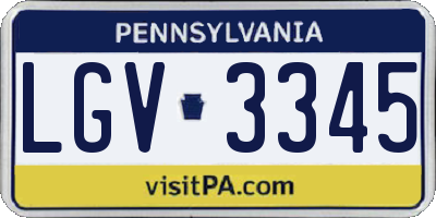 PA license plate LGV3345