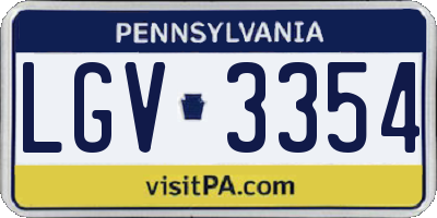 PA license plate LGV3354