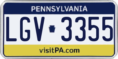 PA license plate LGV3355