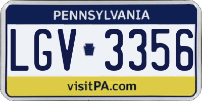 PA license plate LGV3356