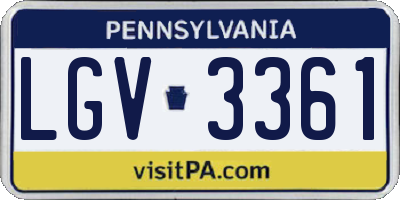 PA license plate LGV3361