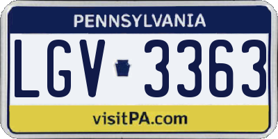 PA license plate LGV3363