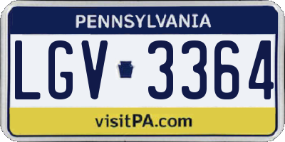 PA license plate LGV3364