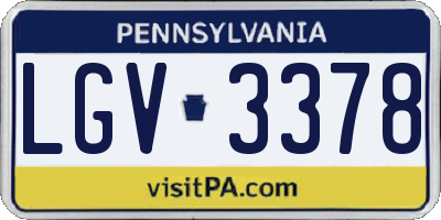 PA license plate LGV3378