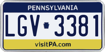 PA license plate LGV3381