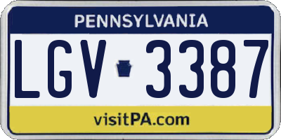 PA license plate LGV3387