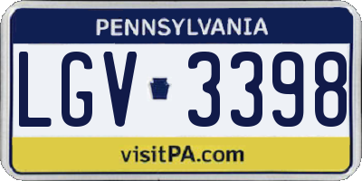PA license plate LGV3398