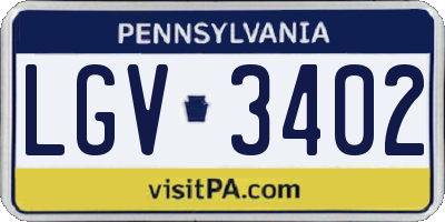 PA license plate LGV3402