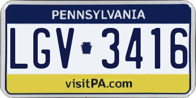 PA license plate LGV3416