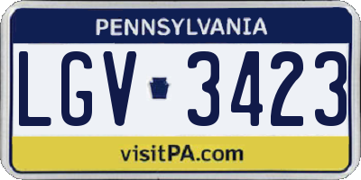 PA license plate LGV3423