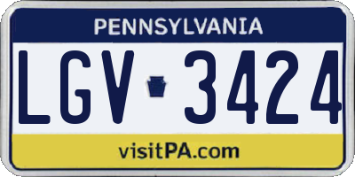 PA license plate LGV3424