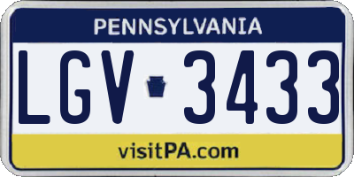 PA license plate LGV3433